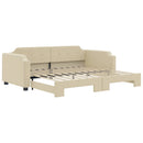 daybed med udtræk 80x200 cm stof cremefarvet