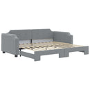 daybed med udtræk 90x200 cm stof lysegrå