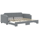 daybed med udtræk 90x190 cm stof lysegrå