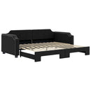 daybed med udtræk 90x190 cm stof sort
