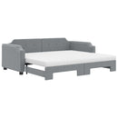 daybed med udtræk og madras 80x200 cm stof lysegrå