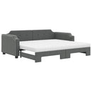daybed med udtræk og madras 80x200 cm stof mørkegrå