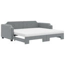 daybed med udtræk og madras 90x200 cm stof lysegrå