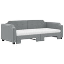 daybed med udtræk og madras 90x200 cm stof lysegrå
