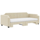 daybed med udtræk og madras 90x200 cm stof cremefarvet