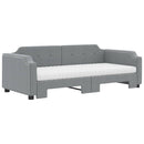 daybed med udtræk og madras 100x200 cm stof lysegrå