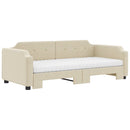 daybed med udtræk og madras 100x200 cm stof cremefarvet