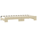 daybed med udtræk og madras 100x200 cm stof cremefarvet