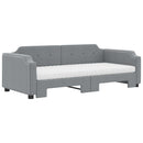 daybed med udtræk og madras 90x190 cm stof lysegrå