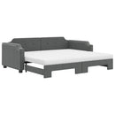 daybed med udtræk og madras 90x190 cm stof mørkegrå