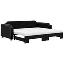 daybed med udtræk og madras 90x190 cm stof sort