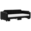 daybed med udtræk og madras 90x190 cm stof sort