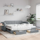 daybed med udtræk og skuffer 80x200 cm stof lysegrå
