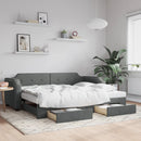 daybed med udtræk og skuffer 80x200 cm stof mørkegrå