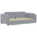 daybed med udtræk og skuffer 90x200 cm stof lysegrå