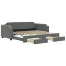 daybed med udtræk og skuffer 90x200 cm stof mørkegrå