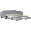 daybed med udtræk og skuffer 100x200 cm stof lysegrå