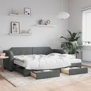 daybed med udtræk og skuffer 100x200 cm stof mørkegrå