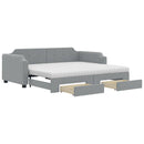 daybed med udtræk og skuffer 80x200 cm stof lysegrå