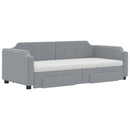 daybed med udtræk og skuffer 80x200 cm stof lysegrå
