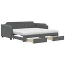 daybed med udtræk og skuffer 80x200 cm stof mørkegrå