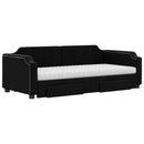 daybed med udtræk og skuffer 80x200 cm stof sort