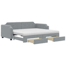 daybed med udtræk og skuffer 90x200 cm stof lysegrå