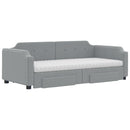 daybed med udtræk og skuffer 90x200 cm stof lysegrå