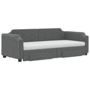 daybed med udtræk og skuffer 90x200 cm stof mørkegrå
