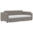 daybed med udtræk og skuffer 90x200 cm stof gråbrun
