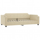 daybed med udtræk og skuffer 90x200 cm stof cremefarvet