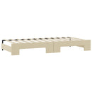 daybed med udtræk og skuffer 90x200 cm stof cremefarvet