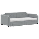 daybed med udtræk og skuffer 100x200 cm stof lysegrå