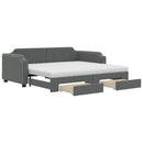 daybed med udtræk og skuffer 100x200 cm stof mørkegrå