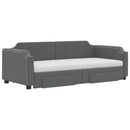 daybed med udtræk og skuffer 100x200 cm stof mørkegrå