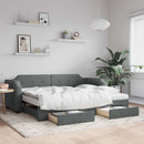 daybed med udtræk og skuffer 100x200 cm stof mørkegrå