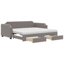 daybed med udtræk og skuffer 100x200 cm stof gråbrun