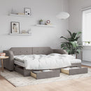 daybed med udtræk og skuffer 100x200 cm stof gråbrun