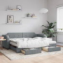 daybed med udtræk og skuffer 90x190 cm stof lysegrå