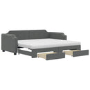 daybed med udtræk og skuffer 90x190 cm stof mørkegrå