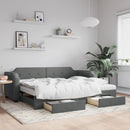 daybed med udtræk og skuffer 90x190 cm stof mørkegrå