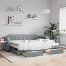 daybed med udtræk og skuffer 100x190 cm stof lysegrå