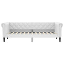 daybed med udtræk 90x200 cm kunstlæder hvid