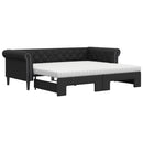 daybed med udtræk og madrasser 90x200 cm kunstlæder sort