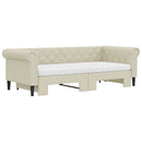 daybed med udtræk og madrasser 90x200 cm kunstlæder cremefarvet