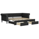 daybed med udtræk og skuffer 90x200 cm kunstlæder sort