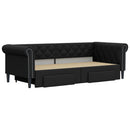 daybed med udtræk og skuffer 90x200 cm kunstlæder sort