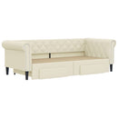 daybed med udtræk og skuffer 90x200 cm kunstlæder cremefarvet