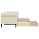 daybed med udtræk og skuffer 90x200 cm kunstlæder cremefarvet