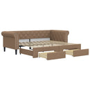 daybed med udtræk og skuffer 90x200 cm kunstlæder cappuccino